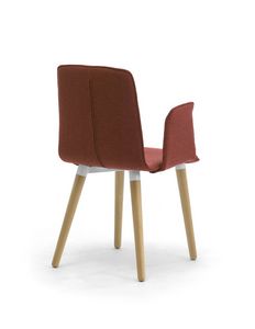 Zerosedici 4G bois, Chaise moderne rembourre avec jambes coniques en bois