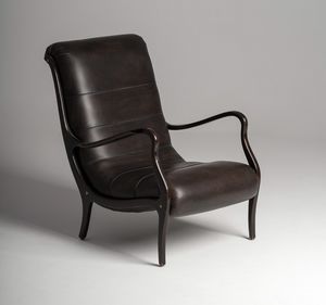 Esse Fauteuil, Fauteuil en cuir avec accoudoirs minces