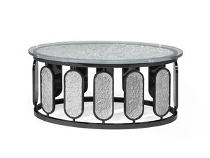 Crs Oval BL, Table basse ovale avec plateau en verre extra-clair