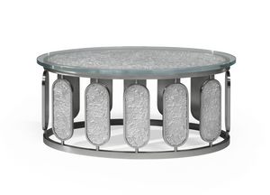 Crs Oval NK, Table basse ovale avec base en mtal et plateau en verre