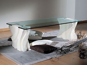 Contrasto Sagomato, Table basse lgante pour salles de sjour, pierre et verre
