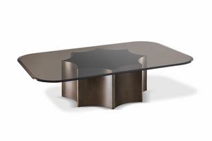Floria table basse, Table basse avec plateau en verre fum