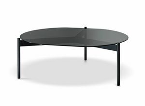Johnson table basse ronde, Table basse avec plateau rond en verre fum