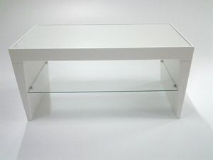 Pop, Table d'appoint moderne, tagre en verre, plateau rectangulaire