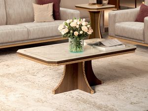 Romantica table basse, Table basse  frette noclassique, plateau finition marbre de Carrare