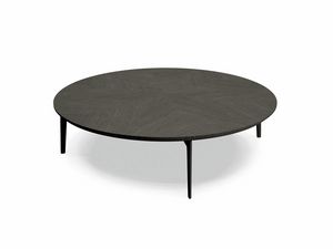 TL63C Circle petite table, Table basse circulaire en marqueterie de bois et mtal