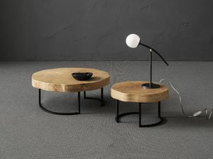 Tronco, Table basse avec dessus rond en bois massif