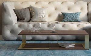 Vesta, Table basse en bois et mtal, design minimaliste