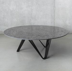 Pacemaker Side Table, Table d'appoint ronde en acier, plateau personnalisable