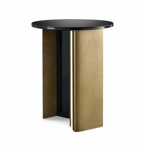 Fuoriserie Art. E16/V, Table d'appoint avec plateau rond en verre et base en mtal laiton bruni
