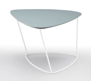 Guapa CT M, Table basse avec plateau en cuir, forme triangulaire