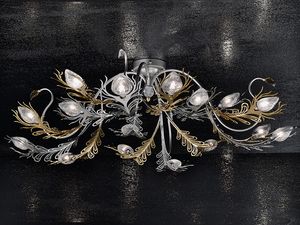 Musa ceiling lamp, Applique en fer peint en or et du chrome