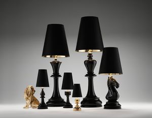 The Chess Lamps, Bureau lampes en cramique avec abat-jour en tissu