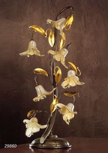 Art. 29860 Jolie, Lampe de table avec des fleurs en verre dcoratives