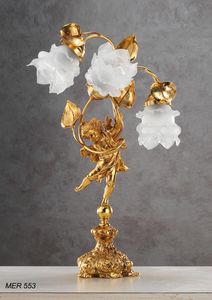 Art. MER 553, Lampe de table avec des roses en verre de Murano
