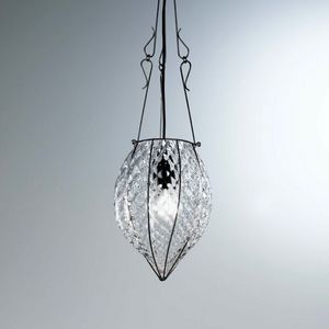 Pozzo Rs119-030, Lampe  suspension artisanale en verre souffl