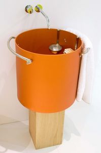 Chef - Lavabo, Lavabo en forme de pot, en aluminium et chne