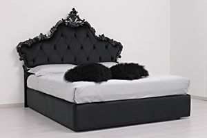 Luana Storage, Lit double avec tte de lit rembourre, style classique