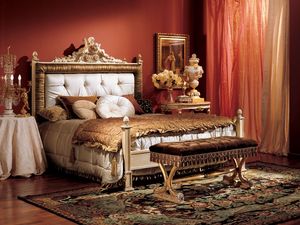 Angeli bed 846, Lit de style classique avec tte de lit rembourre en bois