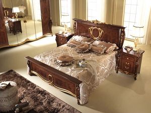 Donatello lit, Lit avec style noclassique, pied de lit sinueux et tte de lit, dcor  la main