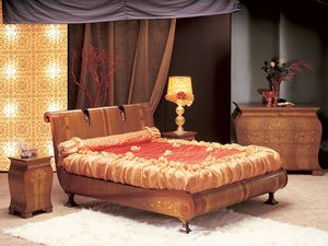 LE02 Le Volute lit, Lit en bois courb, dcor  la main, pour les chambres de luxe