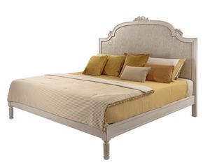 Lit 3001, Lit de style classique, en bois sculpt, tte de lit rembourre