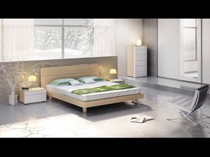 Lit Design 01 - Tabatha LM7Q Ash live, Lit avec tte de lit et cadre de lit en bois, style moderne.