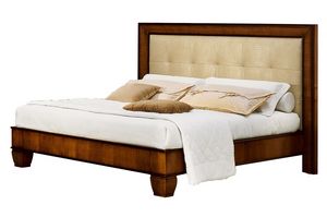 Cappella CH.0501, Walnut lit en bois, avec tte de lit en cuir cologique