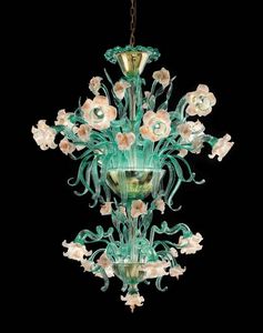 Art. VO 153/L/4+8, Lustre en verre, au design floral