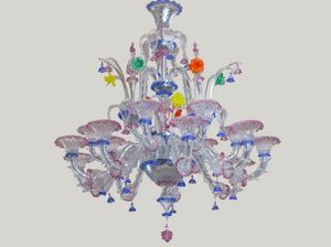 VAPOROSO MULTICOLOR, Lustre luxueux de style Ca' Rezzonico, avec des dcorations multicolores