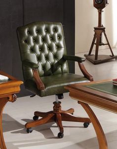 Art. 882P, Fauteuil de bureau classique en cuir vert