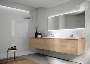 Cubik comp.16, Armoire de toilette avec deux lavabos, avec un design essentiel