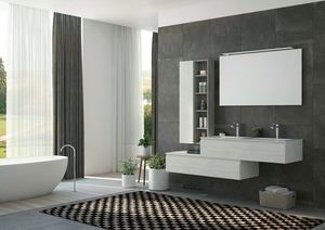 FREEDOM 37, Meuble sous-vasque double en HPL avec miroir