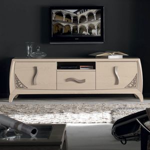 Luna Glamour LUNA5053, Base meuble TV avec 3 tiroirs chantourns et 1 compartiment