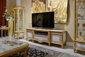 Meuble TV 1447 de style Louis XVI, Meuble tl avec incrustations gomtriques