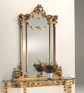 2635 miroir, Miroir  feuille d'or, en bois sculpt