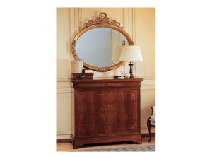 Art. 2170/0 '800 Francese Luigi Filippo, Elgant miroir ovale, cadre dans la finition de la feuille d'or, sculpt  la main