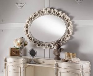 Chippendale miroir ovale laqu, Miroir avec cadre finement sculpt