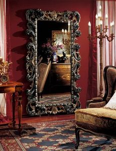 Complements mirror 854, Grand miroir rectangulaire avec cadre en bois dcore