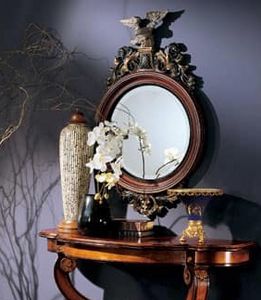 Console mirror 863, Miroir rond avec cadre en bois dcore