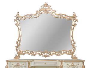 Gerbera, Miroir avec cadre en bois sculpt
