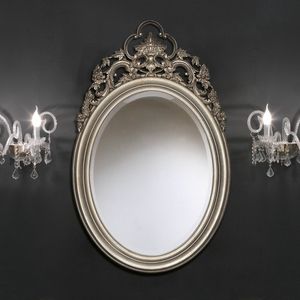 Luxury PASP7170, Miroir ovale avec grande sculpture  la feuille d'argent