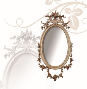 Miroir art. 177, Miroir ovale, en bois de tilleul, finement sculptes  la main avec des fleurs