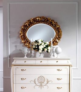 OLIMPIA B / Oval Mirror, Classique miroir ovale en bois massif sculpt