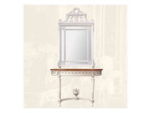 Wall Mirror art. 131, Miroir rectangulaire avec cadre en bois, de style Louis XVI