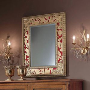 Corinto CORINH088, Miroir finition or rouge