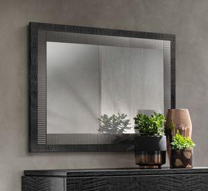 MODERNA miroir Art.70, Miroir avec cadre en bois de sycomore, finition laque gris fum brillant
