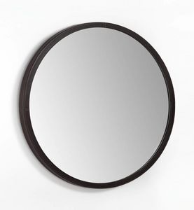 SP38B Globe grand miroir, Miroir rond en cuir avec coutures apparentes