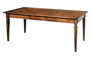 Certaldo ME.0932, Table rectangulaire en noyer de style XVIIIe sicle  plateau fixe orn de trois panneaux anciens