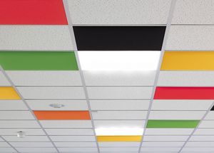 In, Panneaux acoustiques colores pour plafond suspendu